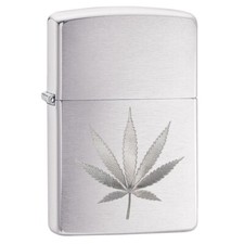 Zippo 29587 Brushed Chrome Marijuana Leaf Lighter