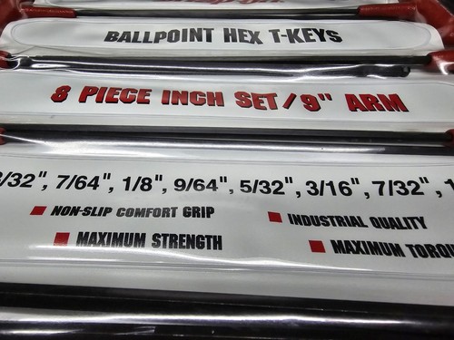 Snap-on Tools USA NEW 8pc SAE Soft Grip T-Handle Ball Hex Wrench Set AWBCG1600 - Picture 10 of 12