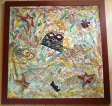 ARKADY RUBINSHTEYN LISTED AMERICAN RUSSIAN Mixed Media ABSTRACTION EXPRESSIONIST