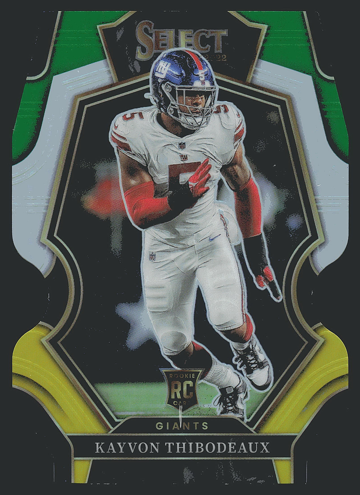 2022 Panini Select #175 Kayvon Thibodeaux Green and Yellow Prizm Die Cut RC