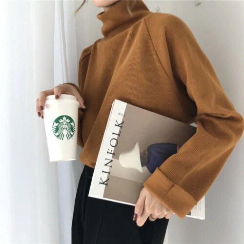 CaraMelody Langarm gerippter Rollkragenpullover Einheitsgröße neu mit Etikett weiß oder karamell - Bild 11 von 21