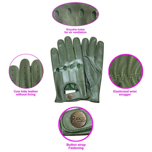 Nuevo Prime Retro Cuero Real Para Hombre Conducción Moda Guantes Sin Forrar Conductor 507 - Imagen 62 de 92