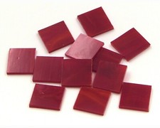 500 Red White Wispy  Fusible 96  1/2" Square Glass Mosaic Tiles