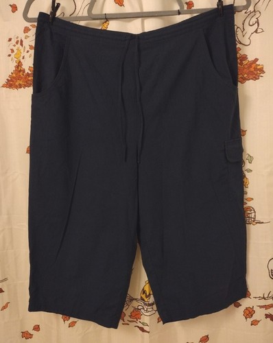Falls Creek Plus Size 4X Blue Capri Cropped Pants Cargo Pocket Elastic Womens - Bild 1 von 10
