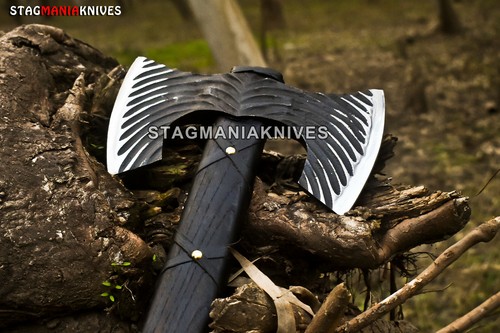 Hand Forged Carbon Steel Double Head Hatchet Axe Tomahawk , hatchet Viking Axe