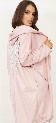 Ladies Sequin Angel Wings Back Over-sized Hoodie Women Jacket Coat Cardigan - Picture 32 of 68