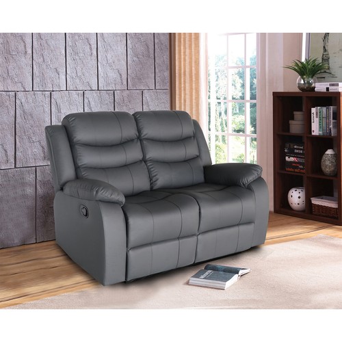 Sofagarnitur mit Relaxfunktion Kirwall Anthrazit Couch Zweisitzer Sessel mit - Bild 7 von 10