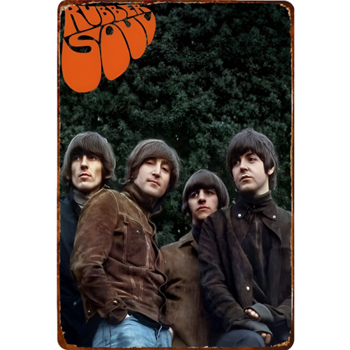 The Beatles Vintage Rubber Soul Metal Sign Wall Decor 12" x 8" Retro Album Cover