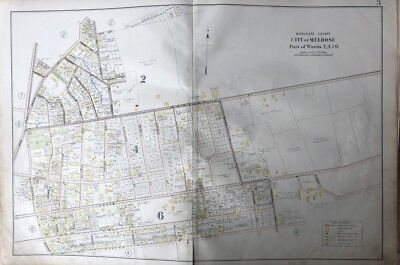 1906 MIDDLESEX COUNTY MASSACHUSETTS MELROSE HOSPITAL WINTHROP SCHOOL ATLAS MAP