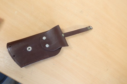 Fondina pistola pelle marrone vintage pellicola prop rievocazione caccia 3,5x7,5" - Foto 6 di 8