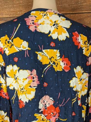 Old Navy Tunika-Top mit Blumenmuster ~ Damen XL ~ blau rot gelb Biesen vorne - Bild 4 von 9
