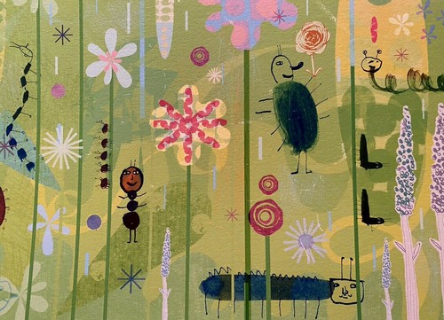 TRACY MCGUINNESS KELLY ENGLAND MIXED MEDIA WHIMSICAL PRINT APRIL RAIN MODERNIST - Picture 6 of 12