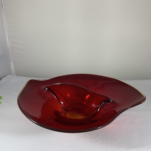 Vintage Amberina Viking Depression Glass Divided Relish Dish Does Glow! - Picture 1 of 8