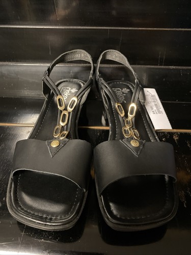 Rieker Damen Sandalen / Sandalette Gr. 40 in Schwarz m. Gold NEU 59,95 € UVP