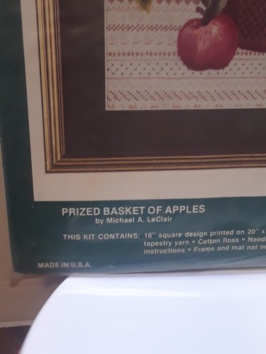 Elsa Williams Vintage Creative Crewel Work Prize Basket of Apples #00298 new - Picture 11 of 12