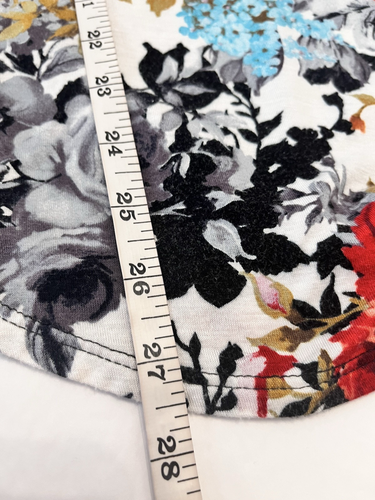 A. Gain Tunika Top T-Shirt Damen S weiß Blumen gestreift lang Raglanärmel Tasche - Bild 13 von 14