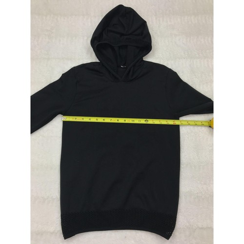 Fabletics Megan Seamless Hoodie Medium Pullover Black Mesh - Picture 7 of 8