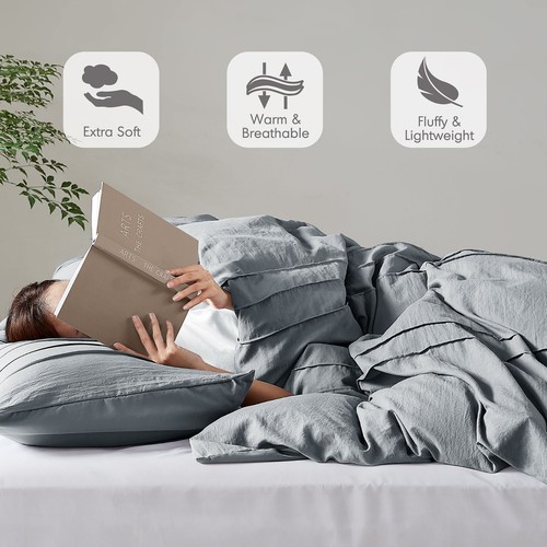 Juego de funda nórdica de rejilla de microfibra suave para todas las estaciones doble completa Queen King Cal - Imagen 61 de 119