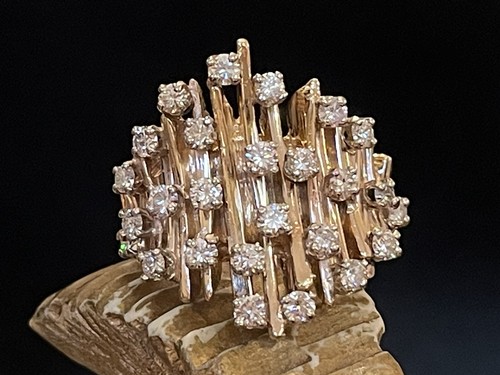 RARE VINTAGE ESTATE 14K GOLD DIAMOND RING BAMBOO SIGNED JMR APPRAISAL $3,000 - Picture 7 of 18