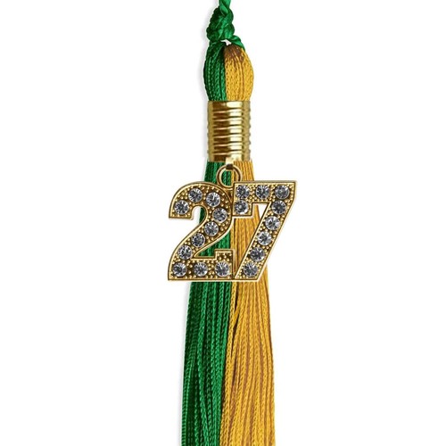 Endea Graduation Green/Bright Gold Tassel With Gold Date Drop - Picture 9 of 21