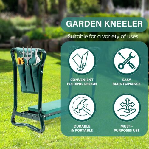 GARDEN KNEELER PORTABLE FOLDABLE PAD FOAM PADDED GARDENING KNEE PAD STOOL SEAT - Picture 8 of 9