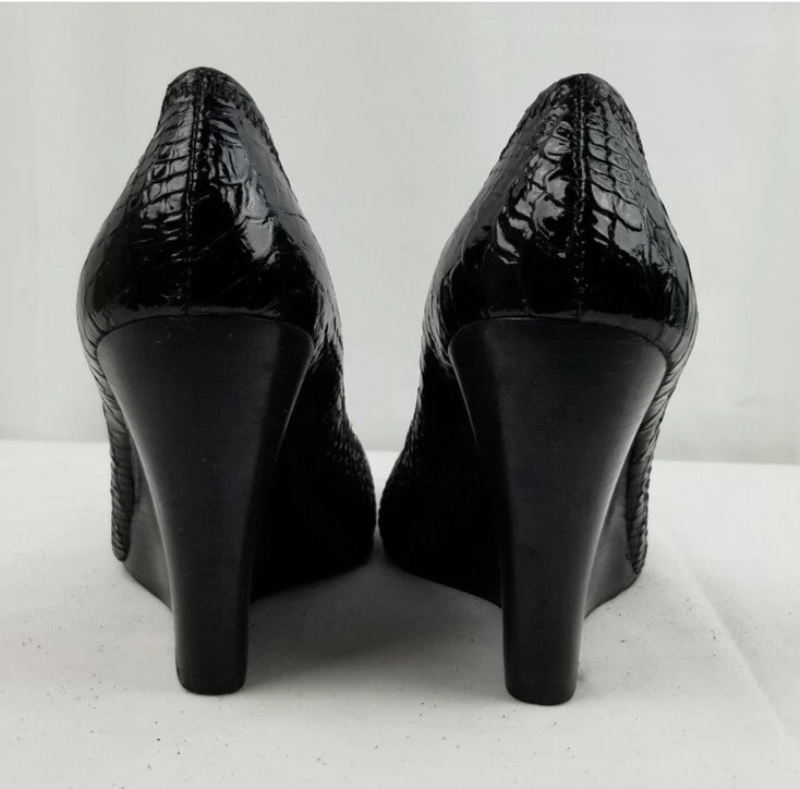 Zeppa punta tonda TORY BURCH Reva in pelle goffrata nera 8 5 logo punta medaglione