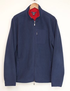 Brooks-Brothers-Mens-Fleece-Jacket-L-Navy-Blue-Red-Full-Zip-Pocket-Polyester