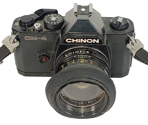 Chinon CM-4 35mm Film Camera with 1:1.9 50mm Lens Black Vintage