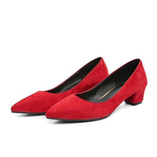 Zapatos de salón sin cordones para mujer de tacón bajo con punta puntiaguda talla grande UK - Imagen 13 de 27
