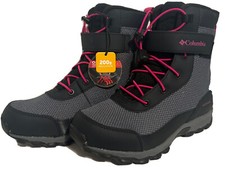Kids Columbia Omni. Grip Winter Boots Size 3 Unisex Black Gray Pink Water Proof.