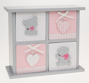 Tiny Ted 4 Drawer Chest Pink Grey Small Square Unit