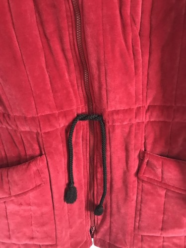 Vtg WHITE BEAR of St. Paul Womens Coat Red Quilted Velvet Velour Full Zip Small - Picture 3 of 5
