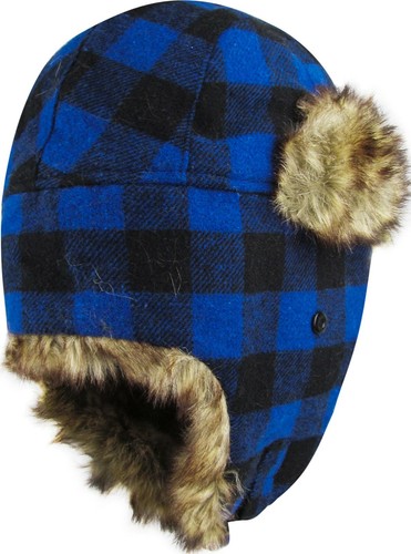 Buffalo Plaid Aviator Trapper Hat Winter Cap Ski Warm Fur Cap - Picture 17 of 31