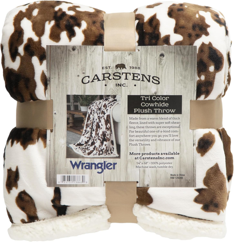 Ultra Soft Tri-Color Cowhide Sherpa Fleece Throw Blanket 54" x 68" - Picture 7 of 8