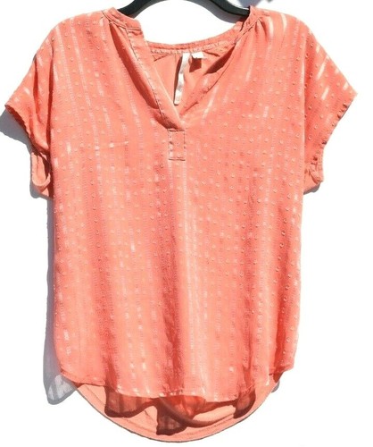  Lauren Conrad Women's Size Small Blouse Short Sleeve Orange  - Picture 1 of 5