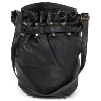 #ad 64356 auth ALEXANDER WANG black leather DIEGO MEDIUM Bucket Bag