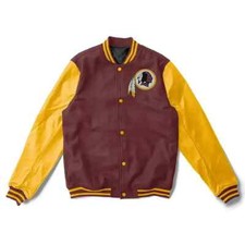 Letterman Washington Redskins Brown and Yellow Varsity Jacket