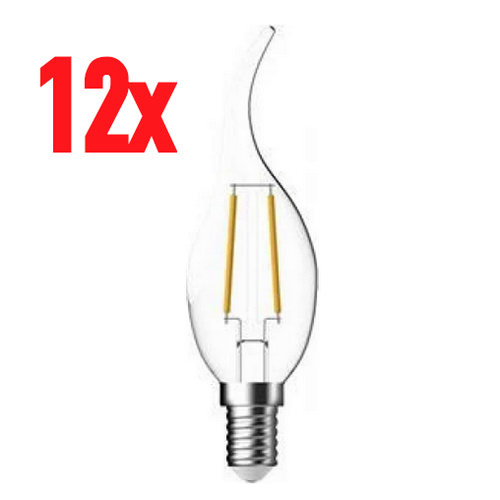 12x LED Filament Windstoß Kerzen 1,2W =15-Watt E14 klar warmweiß 2700K warmton - Bild 1 von 4