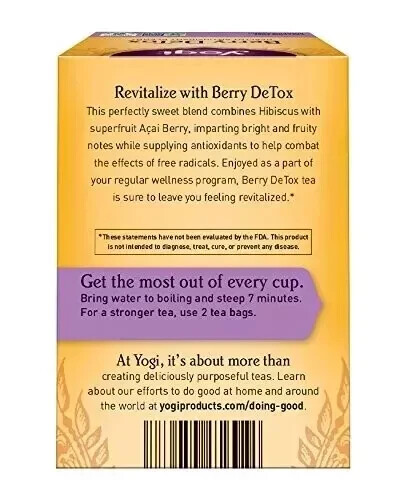 YOGI TEA Organic , Berry DeTox Stress Relief 16 TB , 32g Free Shipping W.W - Picture 2 of 5