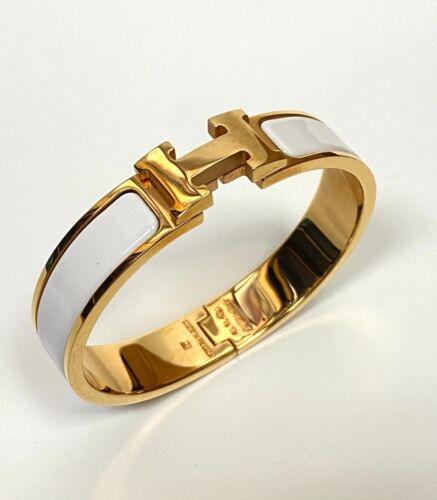 Hermes Clic H Bracelet in Plain Enamel Yellow gold plated