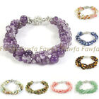 3 Strands Round 4mm 8mm Gems Beads Twisted Bracelet 7.5' Magnetic Clasp