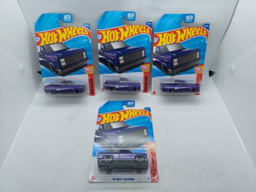 2025 HOT WHEELS DOLLAR GENERAL EXCLUSIVE PURPLE '83 Chevy Silverado Lot Of 4