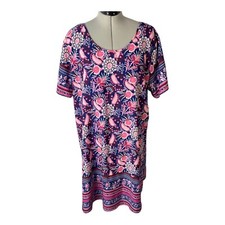 Shein Women’s pink purple floral print shift dress short sleeve boho Size 3XL
