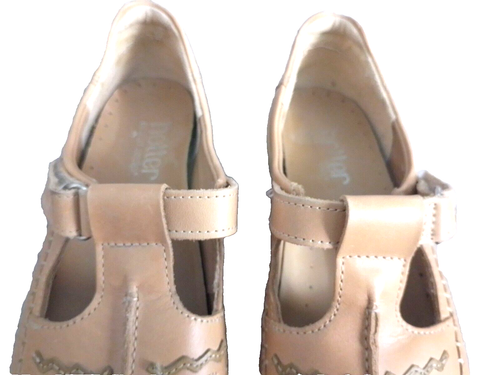 HOTTER JOY BEIGE T-BAR RIP STRAP LEATHER FLAT SHOES UK 6 EXF WIDE FIT EURO 39 - Picture 9 of 14