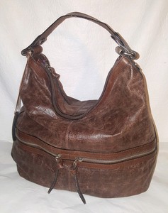 Tano Brown Distressed Leather Handbag Slouchy Hobo Shoulder Bag Croc Image Is Loading Tano Brown Distressed Leather Handbag Slouchy Hobo Shoulder