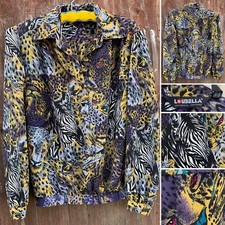 Vintage Loubella Calfornia Fashions Top Blouse Animal Print 8 80s 90s 1980s