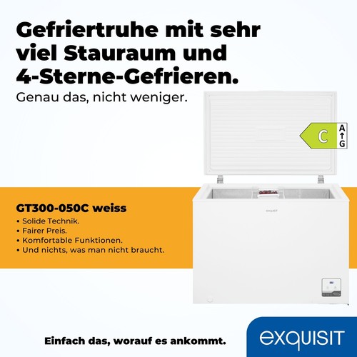 Exquisit Gefriertruhe, Tiefkühltruhe, 2-in-1 Gerät, 292 Liter, GT300-050C weiss - Bild 2 von 9