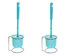2-Pack Free Standing Toilet Brush Set – Compact Holder, Modern Design, Sky Blue