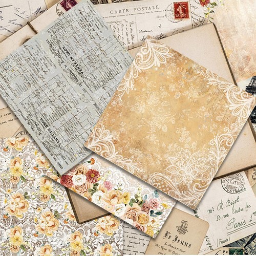 12PCS Vintage Floral Paper Pad Scrapbooking Album Making Journal Card Crafts - Picture 8 of 11