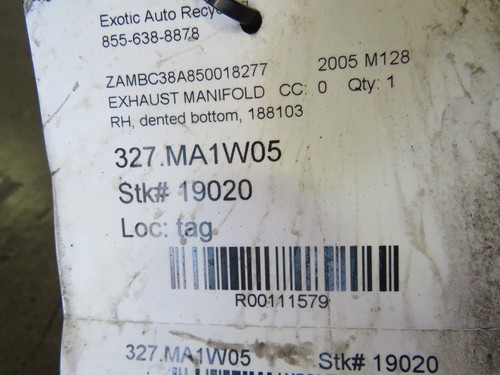 Maserati M128, Coupe, Spyder, RH, Right, Exhaust Manifold, Used, P/N 188103 - Picture 8 of 9